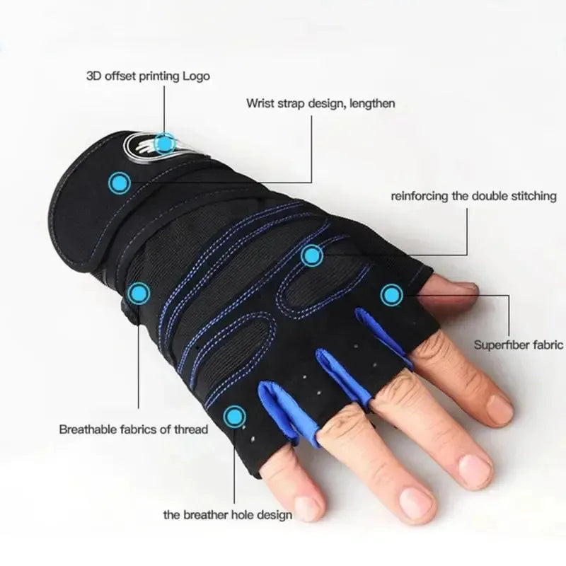 1 par de guantes de gimnasio para Fitness, guantes de pulsera para levantamiento de pesas, entrenamiento de culturismo, ejercicio deportivo, guante de ciclismo