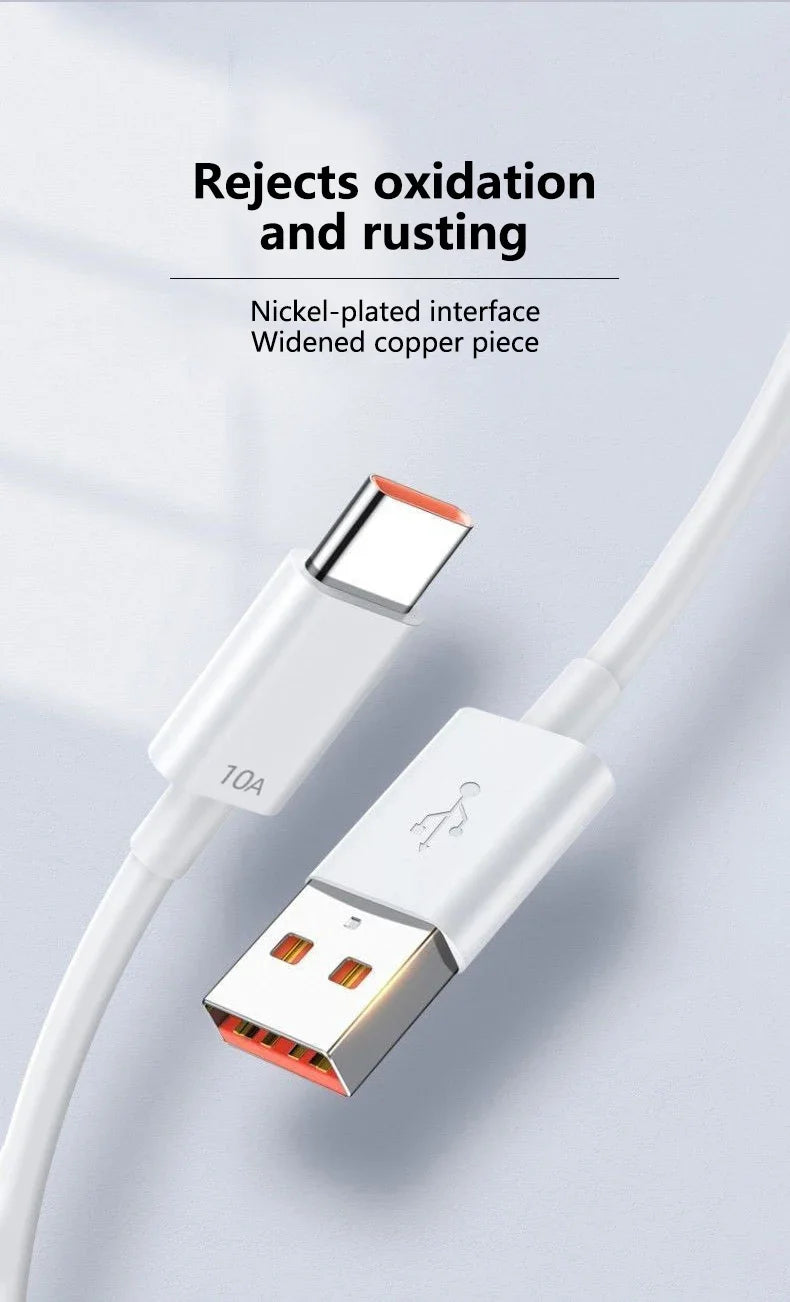 Cable Android 120W 10A USB a tipo C Cable de carga súper rápido para Huawei P40 Honor Cable de datos para Xiaomi Redmi 0,3/1M/1,5 M/2M