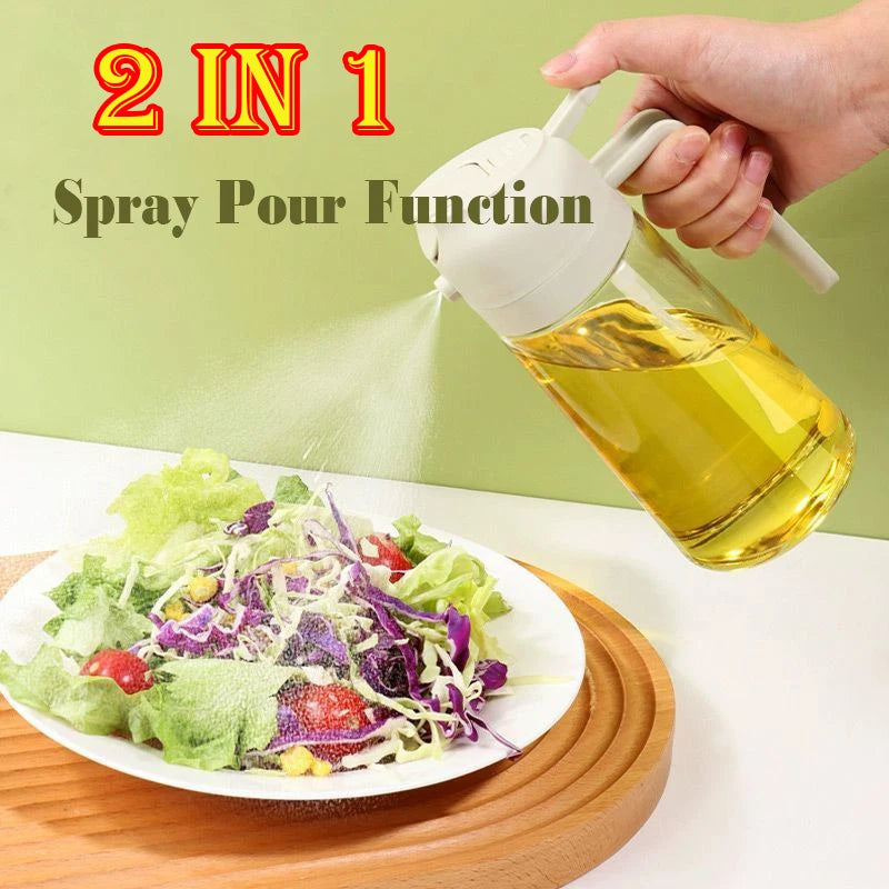 Dispensador de aceite en aerosol 2 en 1 para cocina, pulverizador de aceite o solo cepillo pulverizador para freír al aire, ensaladas, asar, cocinar en la cocina