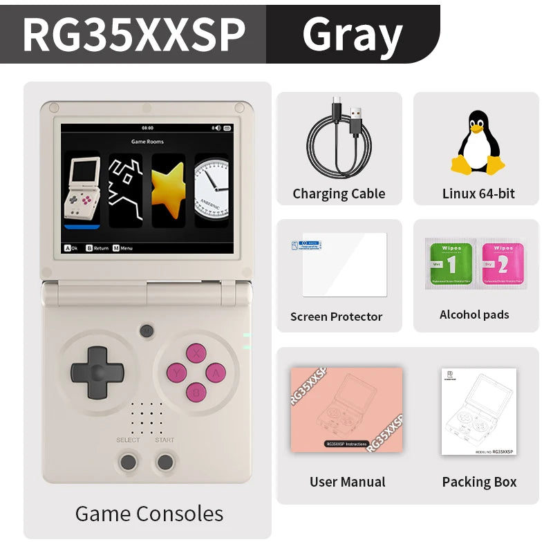 Consola de Juegos Portátil Anbernic RG35XXSP con Pantalla IPS de 3.5 Pulgadas 640*480, Linux, WIFI, Reproductor de Videojuegos Retro, 3300mAh, +5000 Juegos