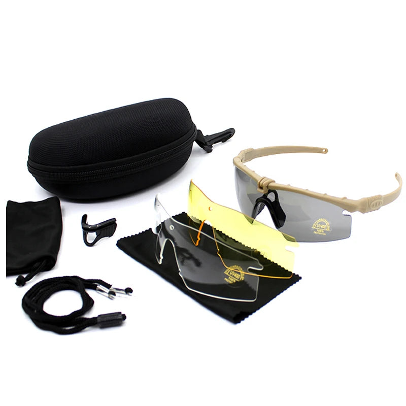 Gafas Tácticas para Exteriores con Protección UV400, Gafas de Seguridad para Tiro con Pistola de Aire, Gafas de Sol Deportivas Polarizadas para Caza