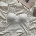 Aishang-Chaleco fino de seda helada para mujer, camisola con espalda francesa, copa fija integrada, ropa exterior, pecho envolvente de especias