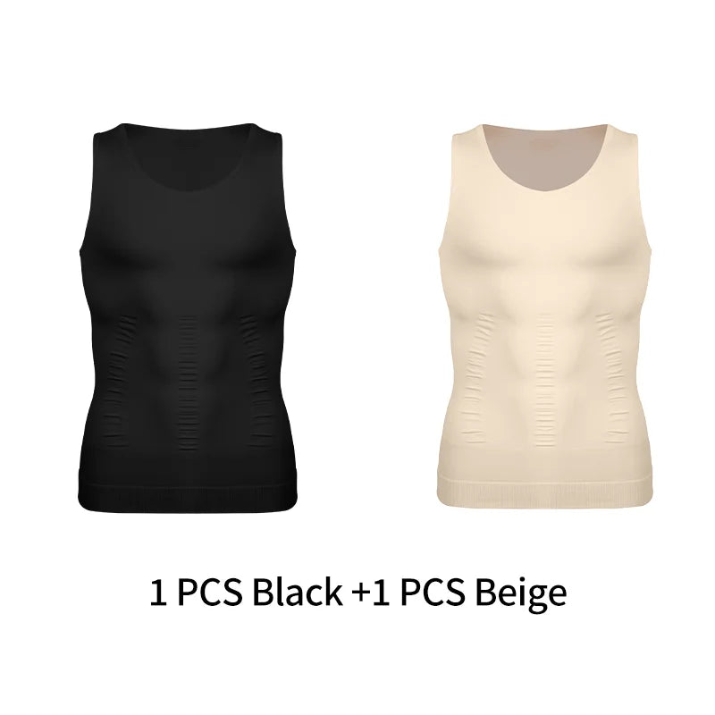 Chaleco moldeador de cuerpo adelgazante para hombre, camisa Abs para Abdomen, entrenamiento de gimnasio delgado, Control de barriga, camiseta sin mangas de compresión, ropa moldeadora sin mangas