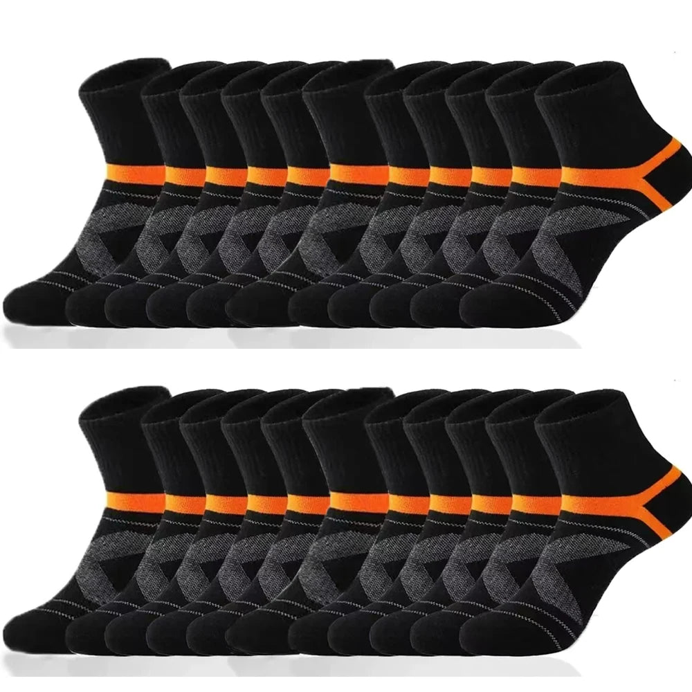 Lote de 3/5/10/20 pares de calcetines deportivos negros para hombre, calcetines informales para correr, Otoño Invierno, calcetines transpirables de alta calidad para hombre