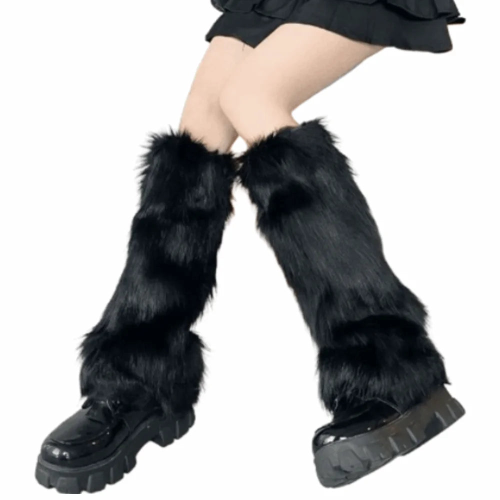 Calentadores de Piernas de Piel Sintética, 40 cm, Estilo Japonés, Lolita, Cubrebotas, Kawaii, Y2K, Calentadores de Rodilla para Otoño/Invierno