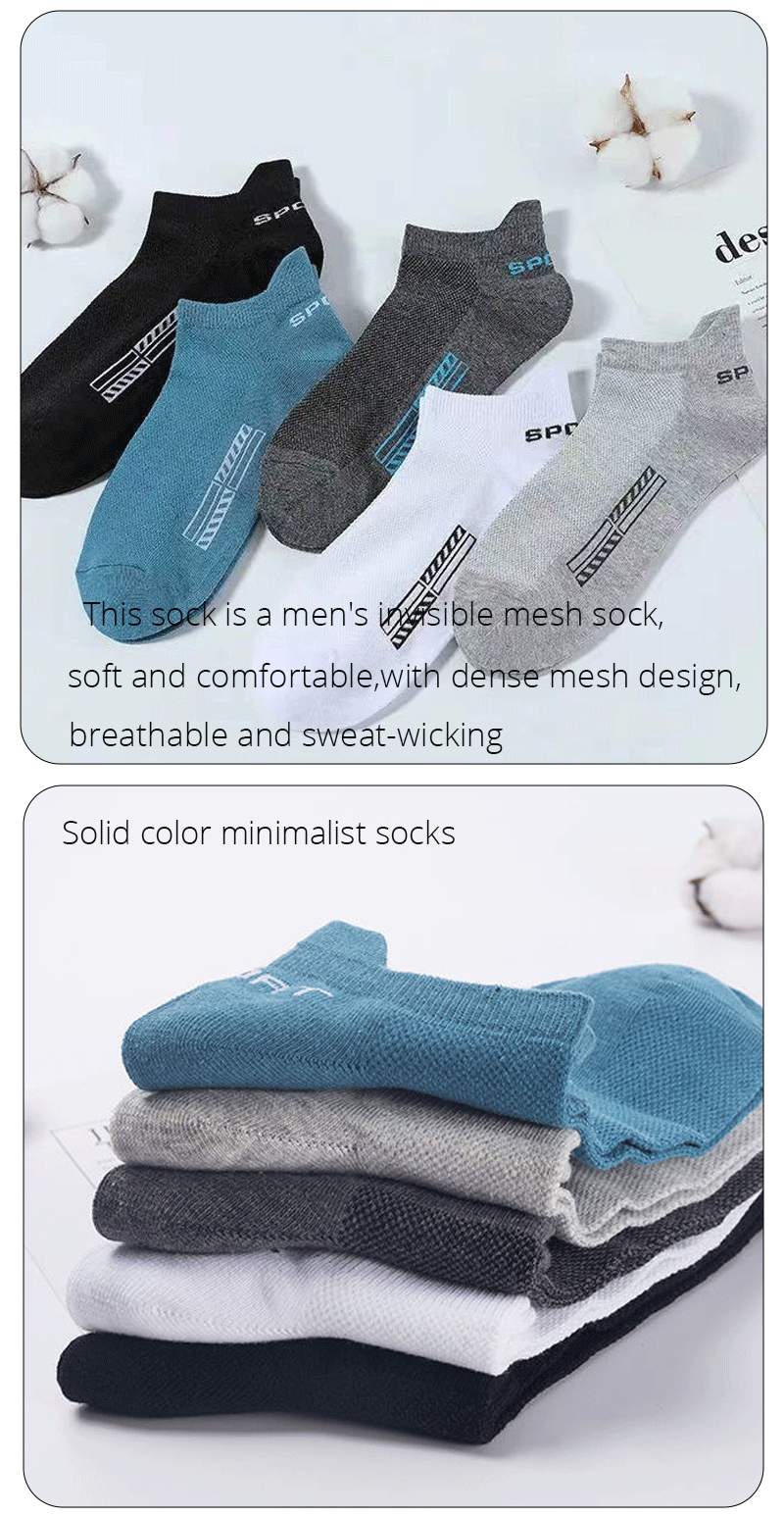 5/10/20 pares de calcetines deportivos de poliéster transpirables de malla fina de verano para hombre calcetines cortos absorbentes de sudor