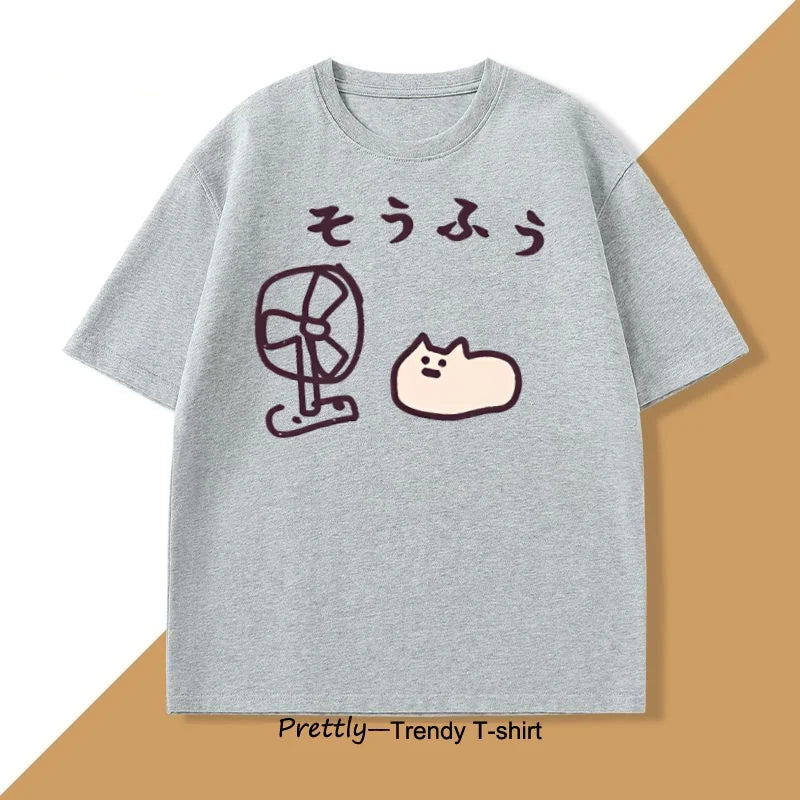 Camiseta de estilo japonés para hombre y mujer, camiseta divertida de manga corta de algodón, camisetas gráficas, ropa de calle de verano, camisetas estampadas
