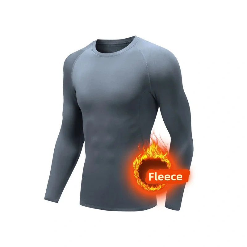 Camisetas interiores para hombre, ropa interior térmica de invierno para hombre, forro polar fino, compresión elástica, Fitness para deportes de invierno, ropa de primera capa