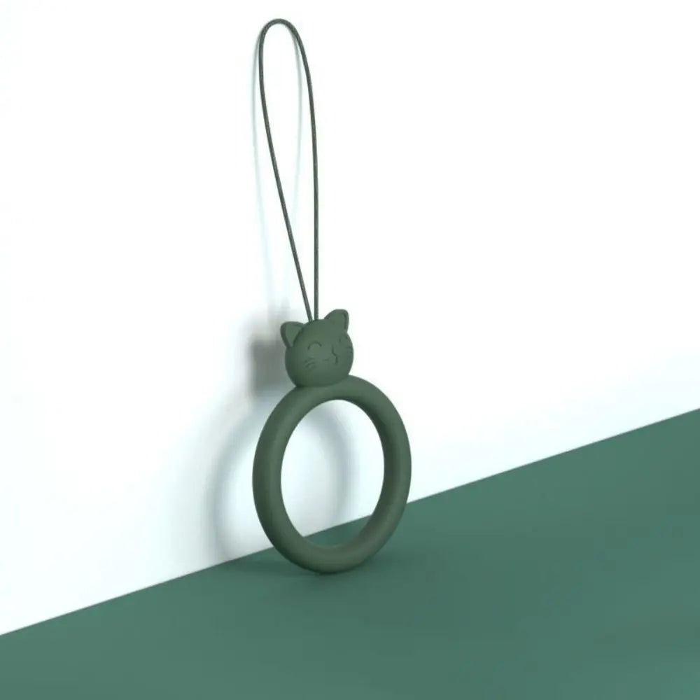 Cordón de anillo de silicona con forma de gato para teléfono móvil, colgante corto de dibujos animados, disco en U creativo, novedad