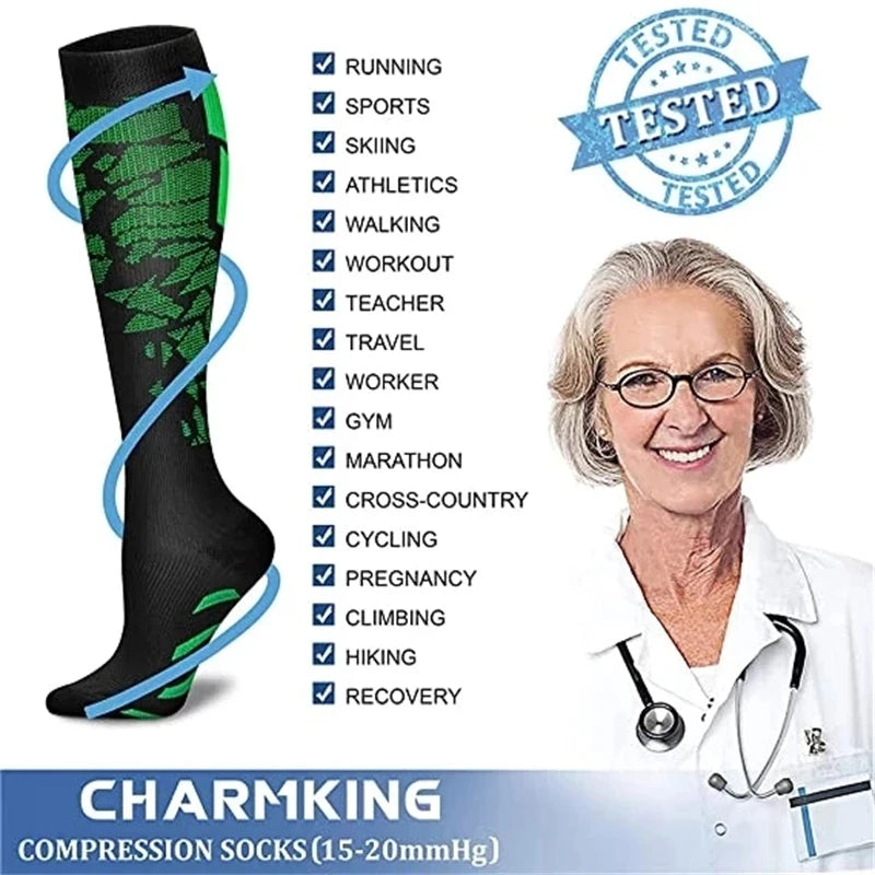 Calcetines de compresión para correr, calcetines deportivos para enfermería médica, 20-30mmHg, para viajes en vuelo, embarazo, Edema, Diabetes, venas varicosas
