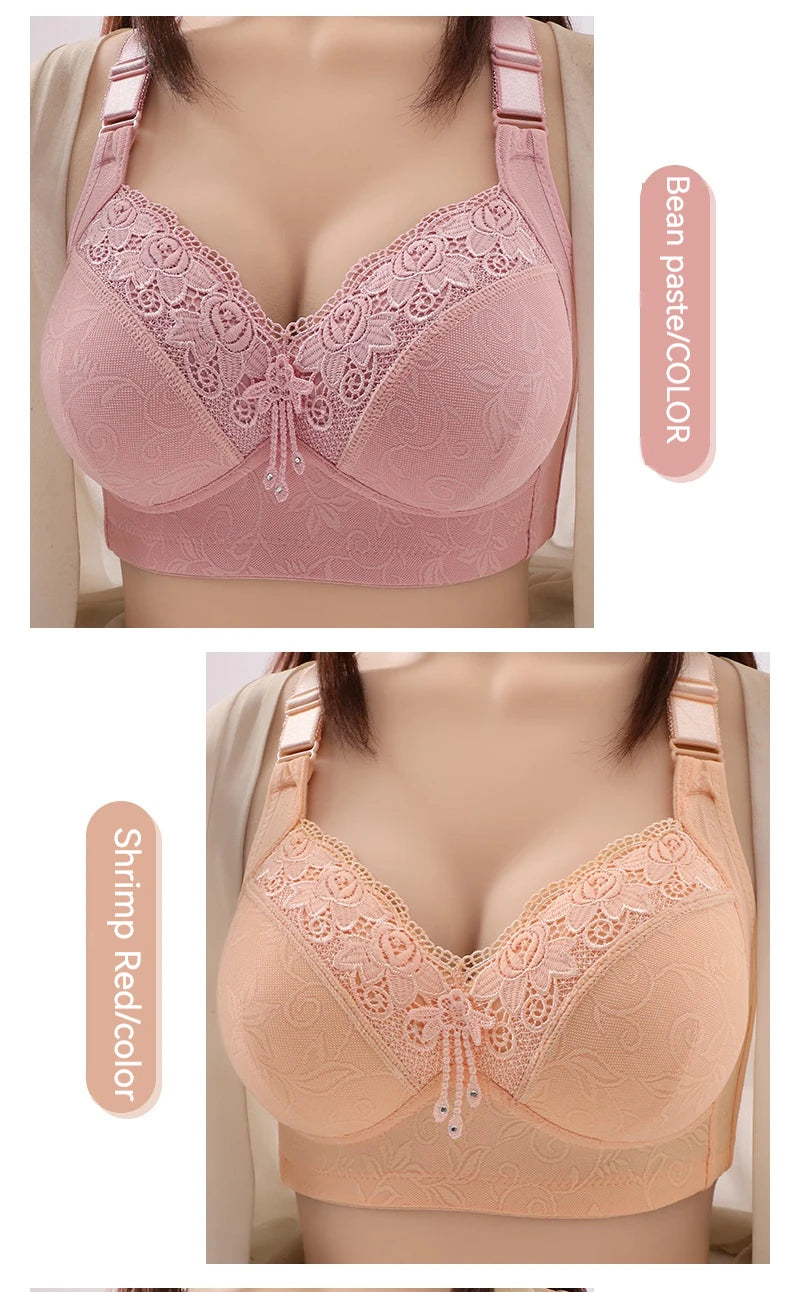 Sujetadores de encaje para mujer, Bralette con perspectiva ultrafina, sujetador con escote en V profundo, lencería Sexy, Tops de talla grande, ropa interior para mamá, sujetador activo