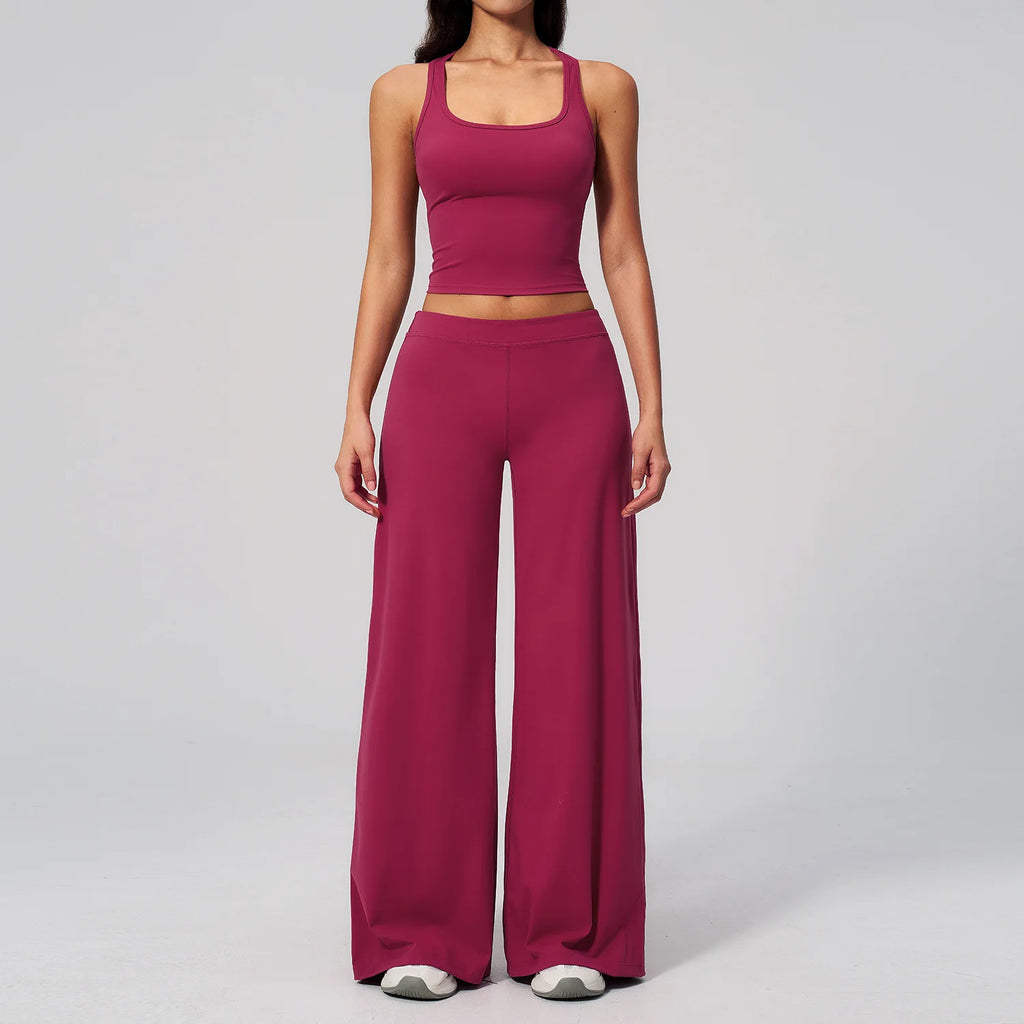 Conjunto Deportivo de Yoga para Mujer, Conjunto de Dos Piezas, Pantalones y Top, Ropa Deportiva para Gimnasio, Yoga y Entrenamiento