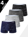 Ropa interior para hombre 4 Uds., calzoncillos boxer íntimos con estampado de líneas diarias cómodos, suaves y a la moda, boxers deportivos y transpirables