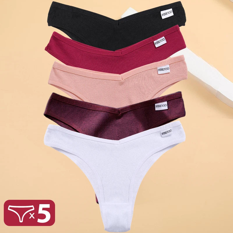 5 unids/set de bragas de lencería de algodón, ropa interior Sexy para mujer, Tangas, calzoncillos femeninos, bragas tipo Tanga, Bikini sólido de 13 colores