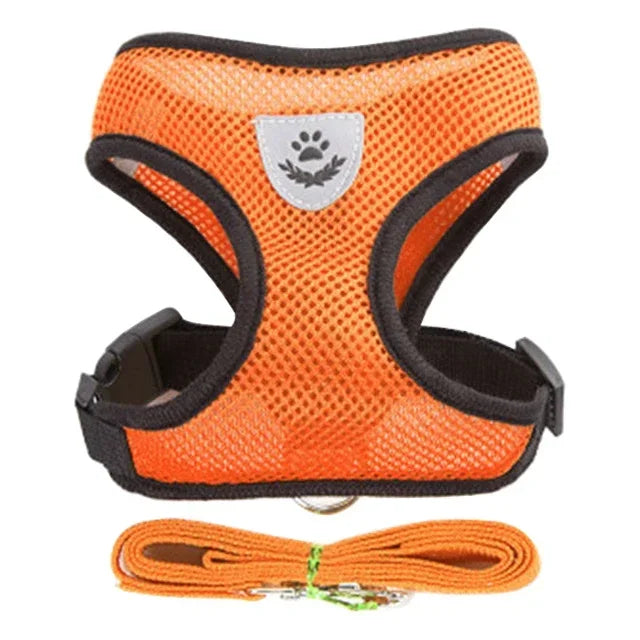 Arnés tipo chaleco para gatos, correa para pasear, collar para cachorros, arnés de malla ajustable de poliéster para perros pequeños y medianos, accesorios para mascotas