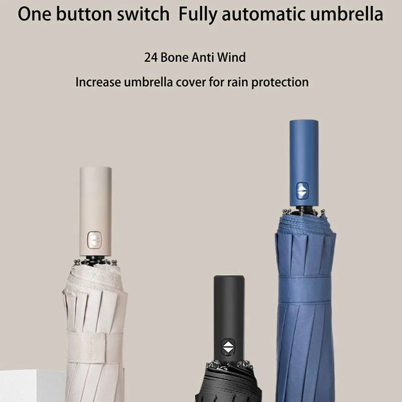 Paraguas reforzado de 24 huesos para hombre y mujer, sombrilla resistente al viento, resistente a los rayos UV, protección solar