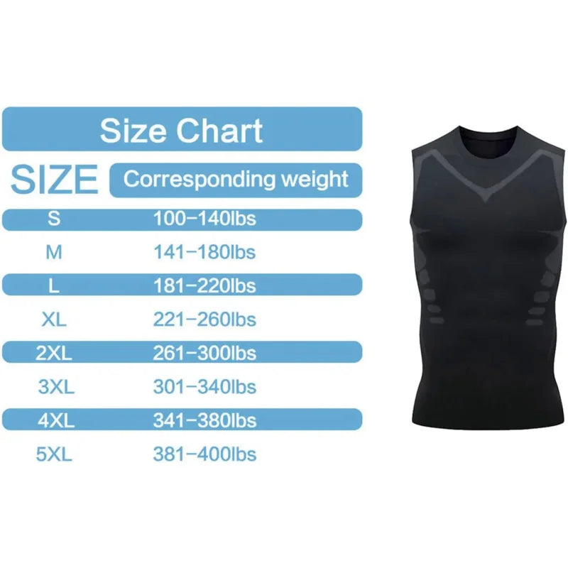 Chaleco adelgazante para hombre, camisa de compresión iónica, camiseta sin mangas moldeadora de cuerpo refrescante de seda helada, camisetas de Fitness de secado rápido con Control de barriga