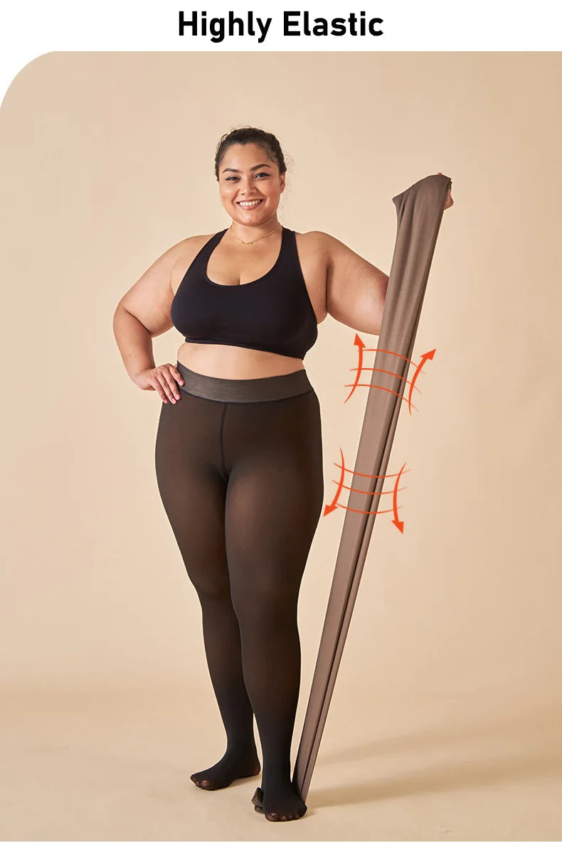 Medias térmicas gruesas para mujer, pantimedias translúcidas sexis cálidas para invierno, pantimedias ajustadas elásticas de cintura alta para mujer