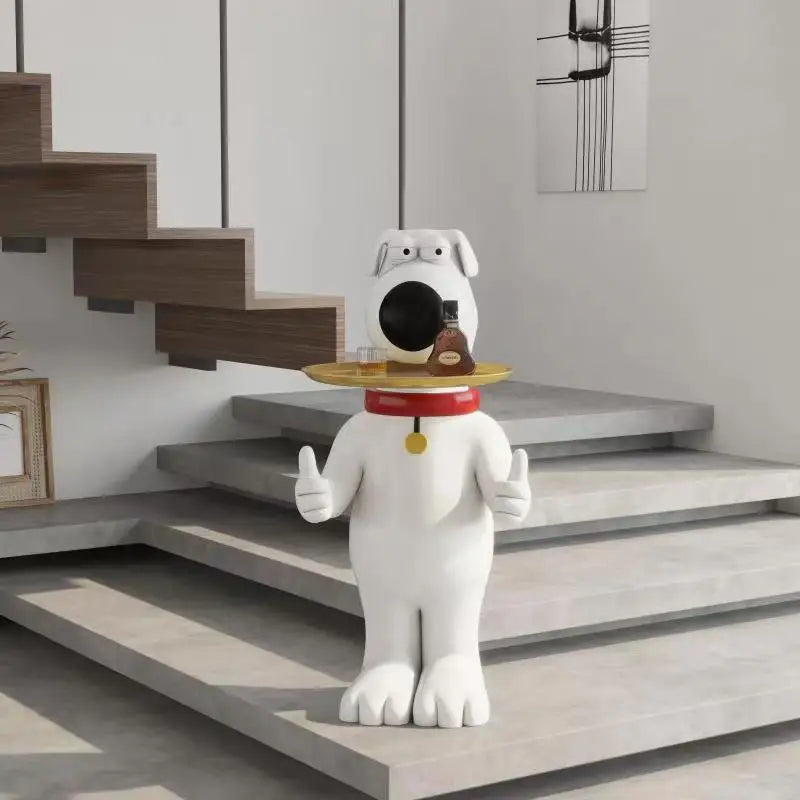 Estatua de perro de dibujos animados para decoración del hogar, estatuilla de resina grande, accesorios creativos para sala de estar, escultura Nórdica