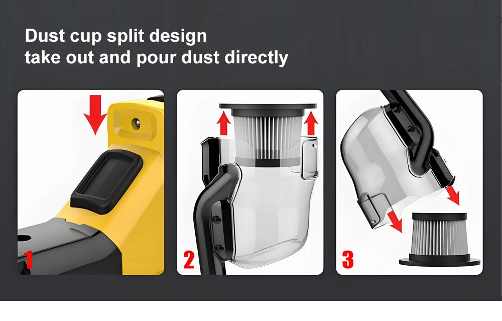 Aspiradora de mano con filtro de 2 uds, aspiradora inalámbrica eléctrica para el hogar, coche, limpieza de pelo de mascotas para batería DeWalt de 20V
