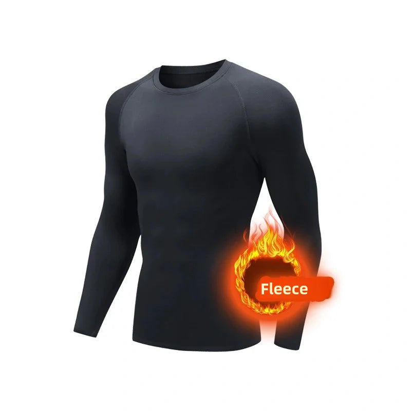 Camisetas interiores para hombre, ropa interior térmica de invierno para hombre, forro polar fino, compresión elástica, Fitness para deportes de invierno, ropa de primera capa
