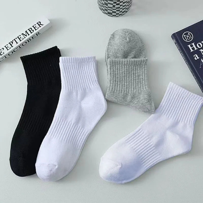 5/10/20 pares de calcetines de cuello redondo de color sólido neutro, calcetines deportivos transpirables y cómodos para primavera y verano, calcetines deportivos para todas las estaciones