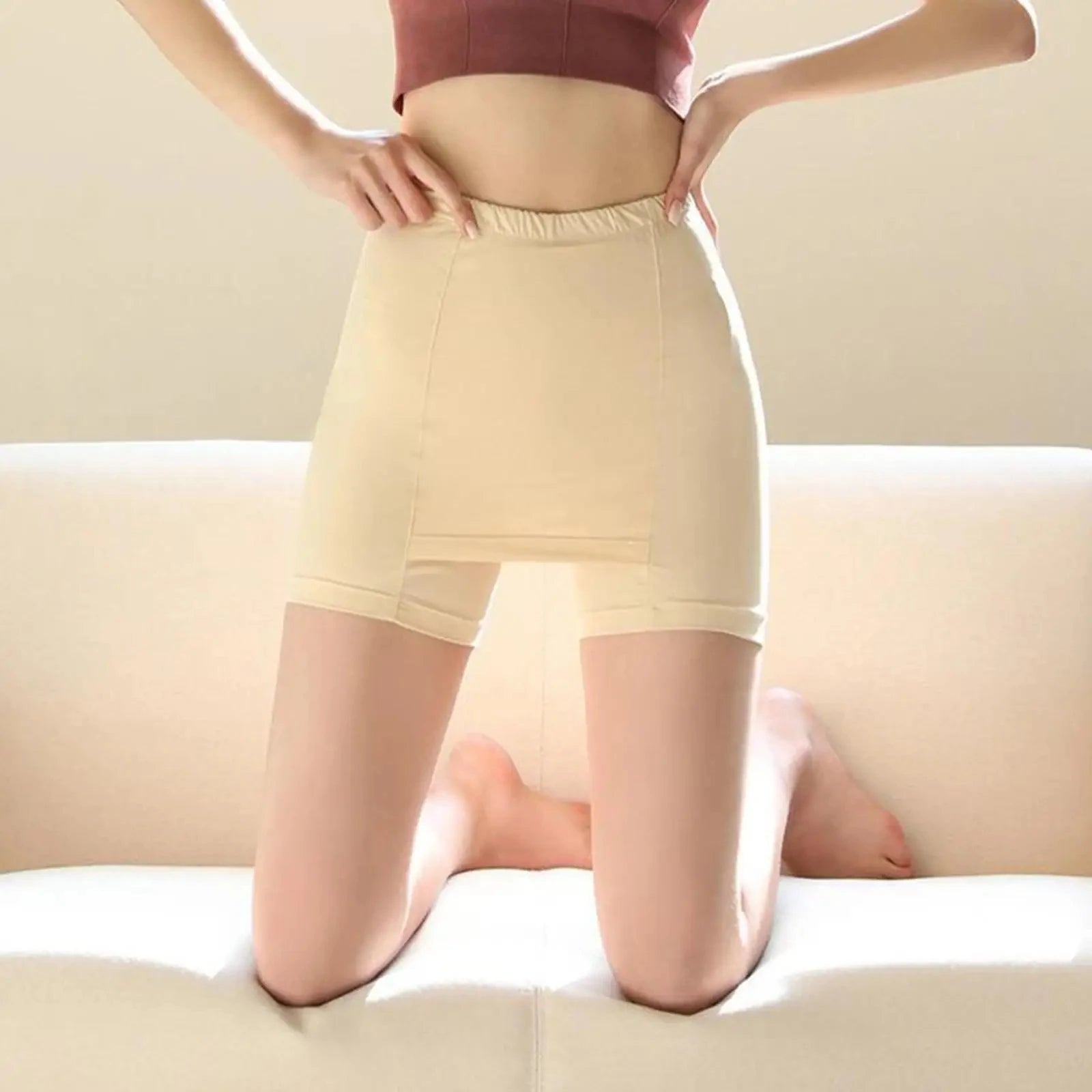 Bragas de seguridad de doble capa para niñas y mujeres, Boxer, pantalones cortos protectores de cintura alta debajo de las faldas, ropa interior de vestido de verano