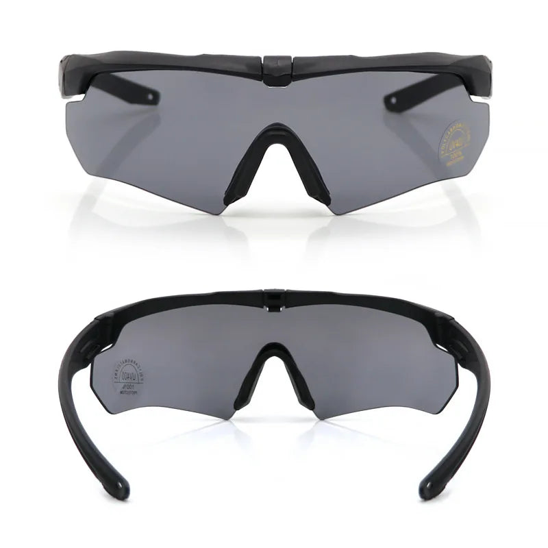 Gafas tácticas CS Airsoft gafas de tiro a prueba de viento HD 3 lentes Motocross motocicleta montañismo gafas seguras