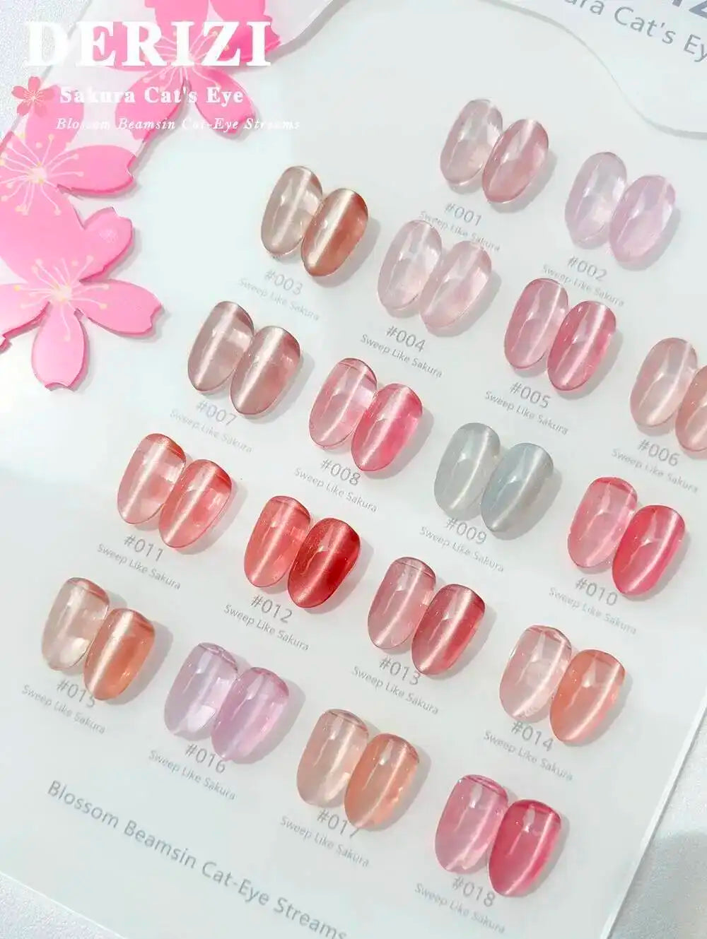 Juego de esmaltes de uñas en Gel de ojo de gato de cristal Sakura rosa, barniz de Gel LED UV magnético brillante semipermanente con tarjeta de Color