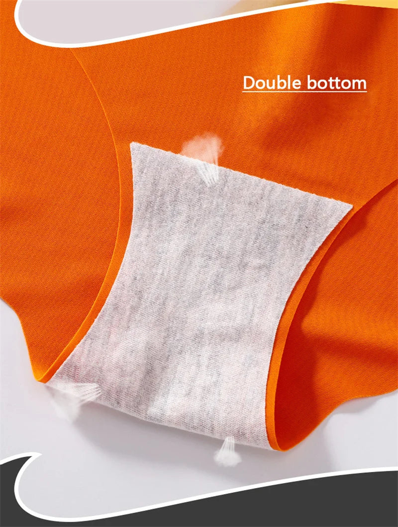 Bragas sin costuras de seda de hielo, 4 unidades/juego de bragas para mujer, ropa interior elástica de Color sólido, bragas laterales onduladas ultrafinas sin rastro