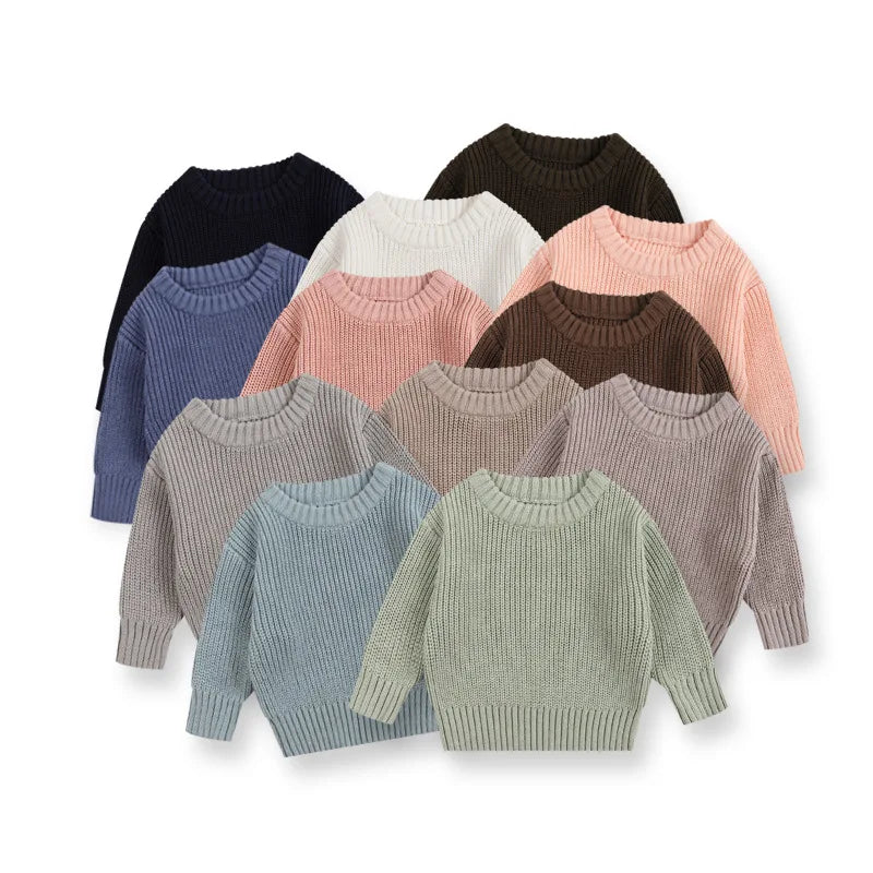 Suéteres de bebé Otoño Invierno niños niñas de manga larga suéter de punto de Color puro bebé niños niñas suéter suéteres ropa