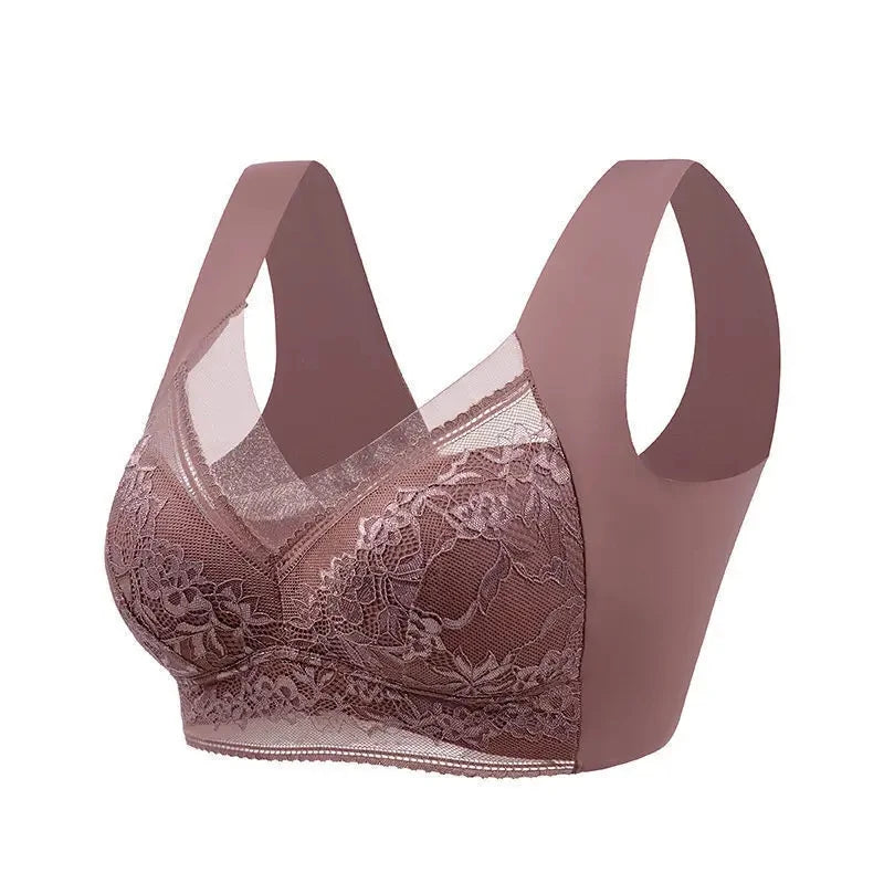 L-6L sujetador grande para mujer, Push Up de seda helada, Bralette superior sin costuras, sujetadores de encaje inalámbricos para verano, Top de talla grande, lencería, ropa interior 15019