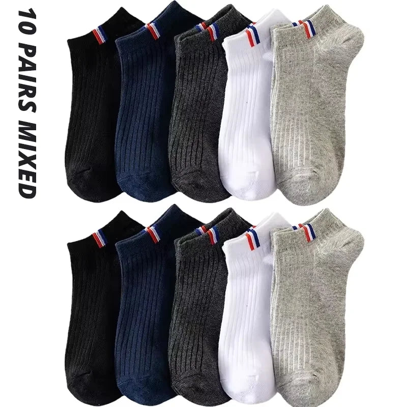 5 Pares de Calcetines Invisibles para Hombre, Calcetines Cortos Transpirables, Finos, Casuales de Verano, Absorbentes del Sudor, de Color Liso