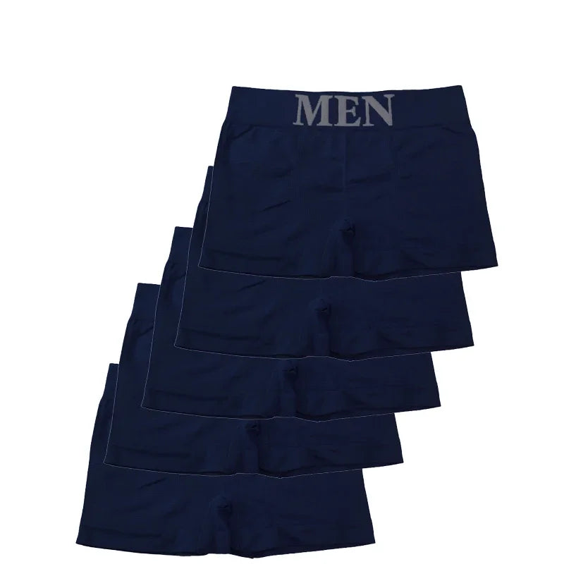 Calzoncillos tipo bóxer para hombre, ropa interior transpirable de alta elasticidad, pantalones cortos elásticos de algodón suave, bragas cómodas de color liso, 5 uds.