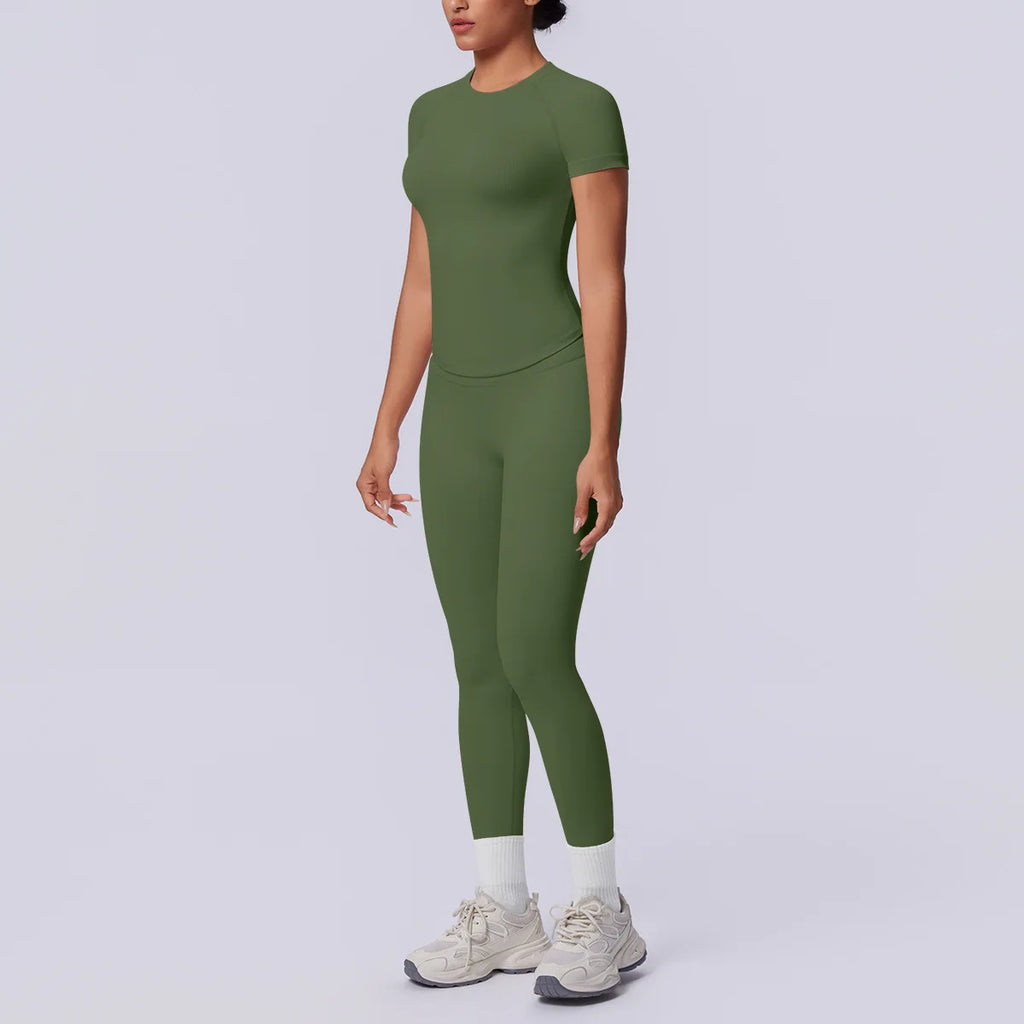 Conjunto Deportivo de Yoga para Mujer, Conjunto de Dos Piezas, Pantalones y Top, Traje Deportivo para Gimnasio, Yoga y Entrenamiento