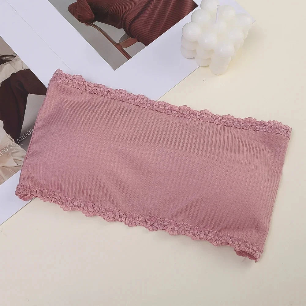 Sujetadores sin tirantes de verano para mujer, Tops sexis de encaje en la espalda para el pecho, ropa interior transpirable sin costuras, sujetador Invisible sólido para envolver el pecho