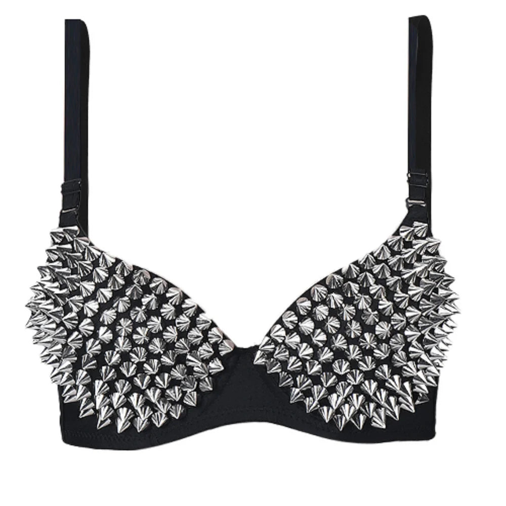 Nueva lencería Sexy, ropa interior, sujetadores para mujer, sujetador Steampunk con tachuelas, Top, sujetador inalámbrico, Tops de moda para fiesta y Club, ropa interior femenina