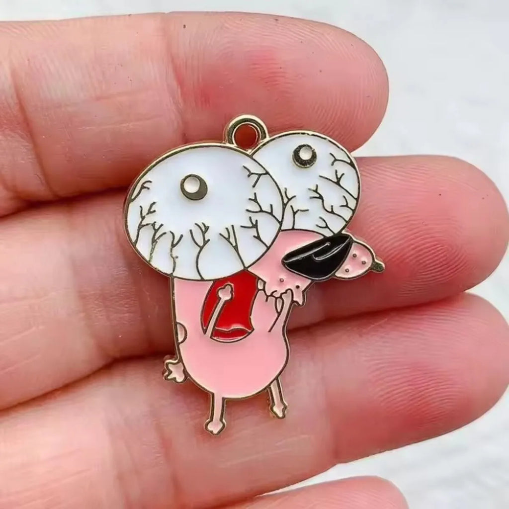 10 Uds. De dijes de perro divertidos de dibujos animados para hacer joyas, colgante esmaltado, aleación de Zinc, chapado en oro, accesorios Diy