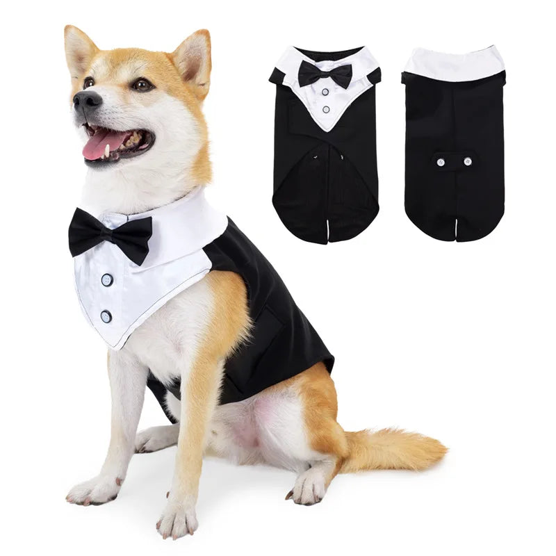 Esmoquin para perro y conjunto de Bandana, traje de fiesta de boda, camisa Formal de pajarita para perro y Príncipe