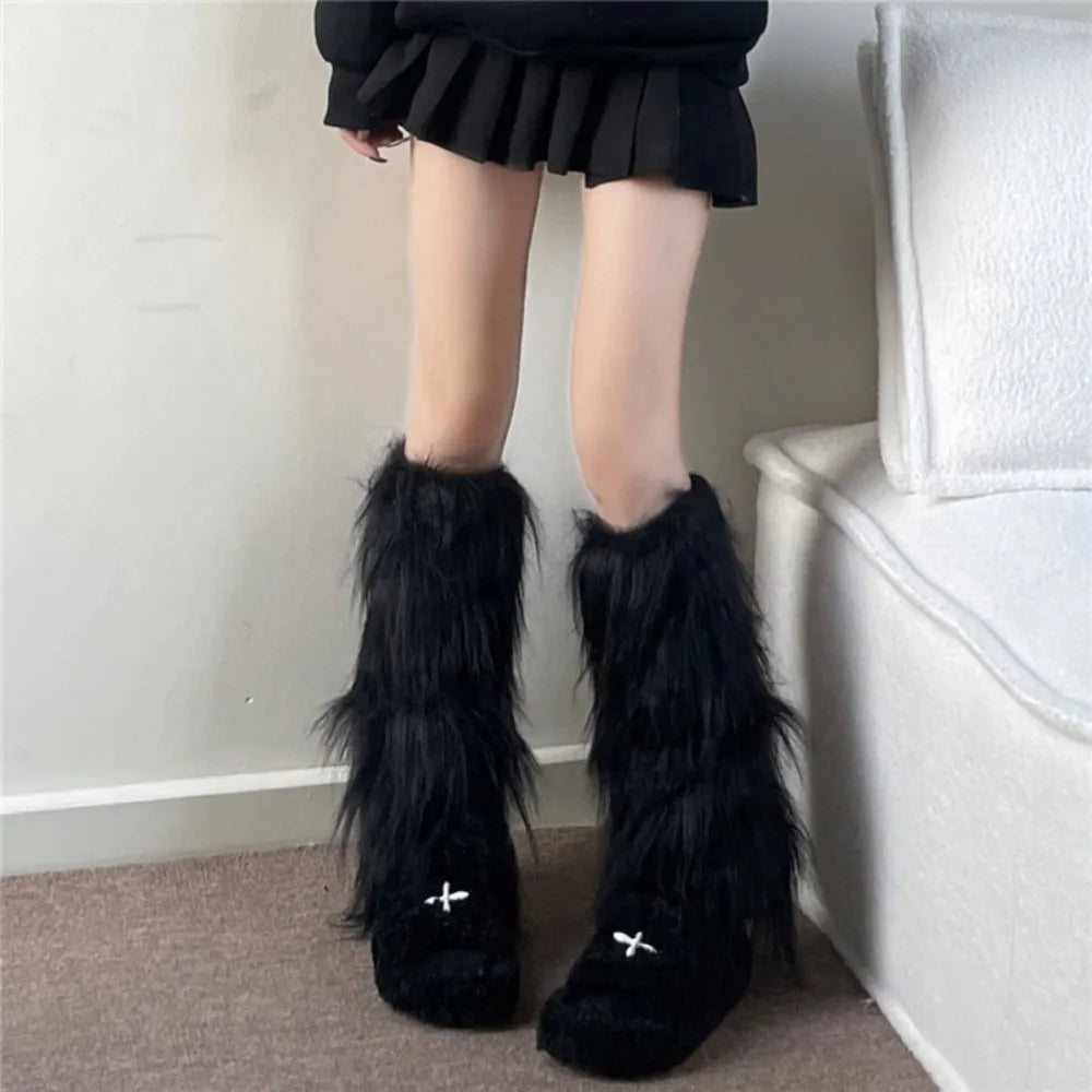 Calentadores de Piernas de Piel Sintética, 40 cm, Estilo Japonés, Lolita, Cubrebotas, Kawaii, Y2K, Calentadores de Rodilla para Otoño/Invierno