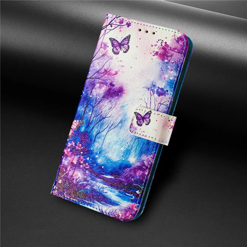 13 Funda de teléfono de cuero para iPhone 13 12 Mini 11 Pro 13Pro 12Pro Max 11Pro Coque Flip Cover Wallet fundas pintadas magnéticas gato oso