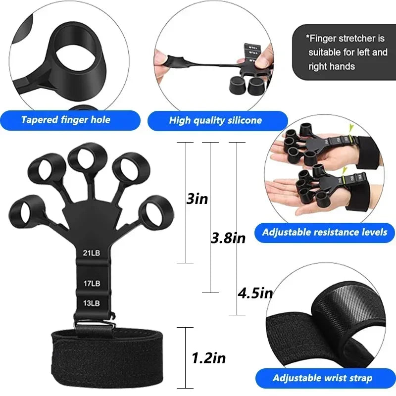 iLMH Entrenador de fuerza de agarre ajustable de 5-60 kg con ejercitador de dedos, fortalecedor de agarre de mano para desarrollo muscular y recuperación de lesiones