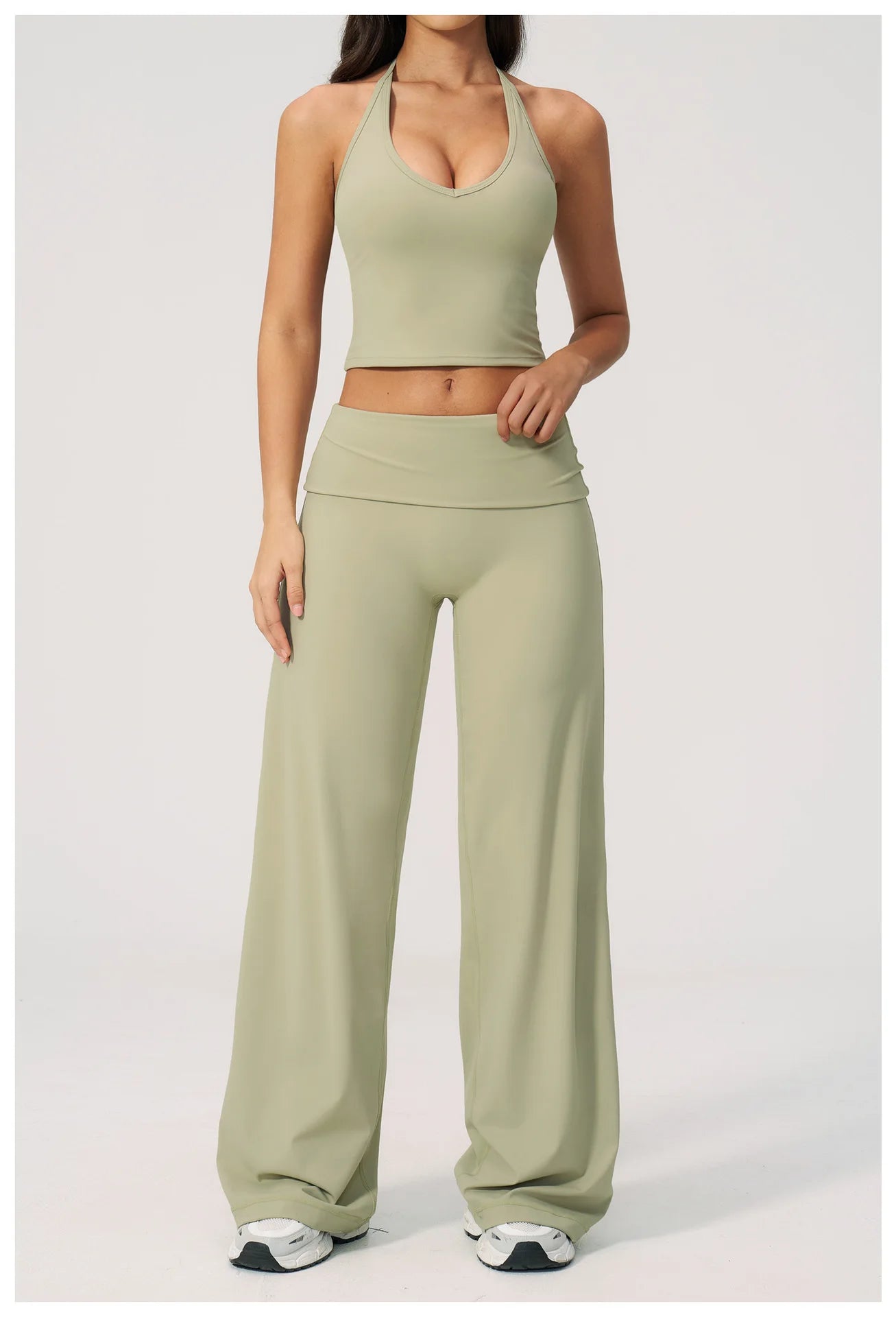 Conjunto Deportivo de Yoga para Mujer, Conjunto de Dos Piezas, Pantalones y Top, Traje Deportivo para Gimnasio, Yoga y Entrenamiento