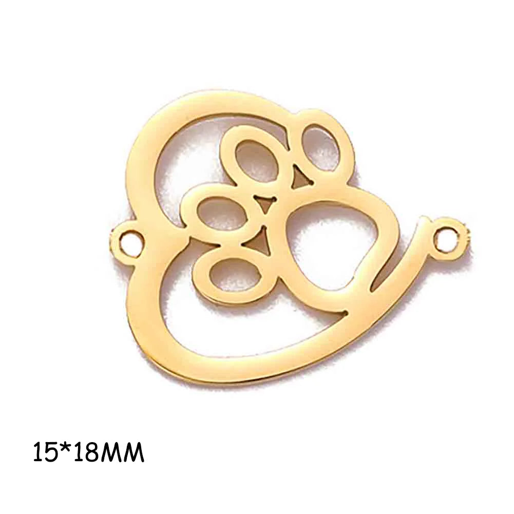 Cazador-abalorios con huella de pata de perro y gato, para fabricación de joyas, animales de acero inoxidable, 2 agujeros, colgantes DIY para pulsera y collar 2026