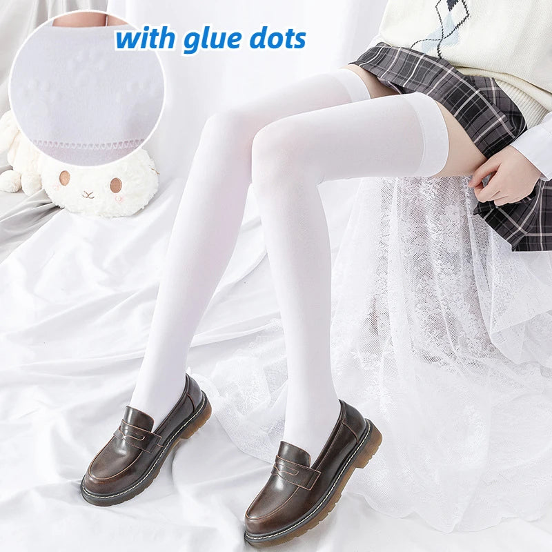 Calcetines largos de terciopelo por encima de la rodilla para mujer y niña, uniforme de alta elasticidad, antideslizantes, ajustados, altura de 190cm