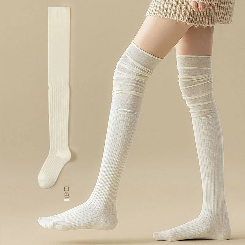 1/4 pares de calcetines hasta la rodilla de Color sólido para mujer, calcetines de Botas Largas informales de alta elasticidad, transpirables, cómodos, adecuados para todas las estaciones