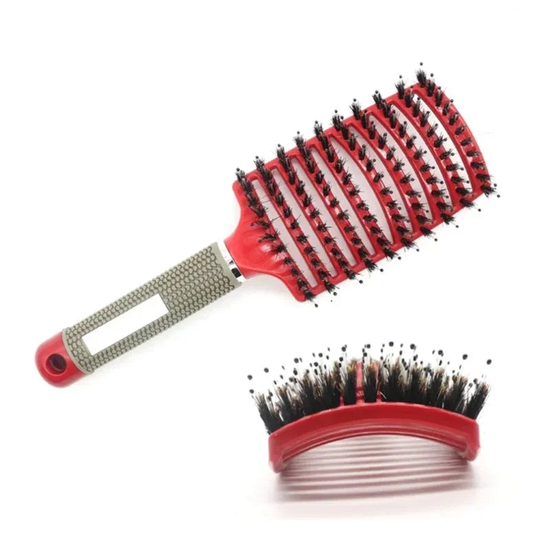 Cepillo para el cabello, cepillo para el cabello exfoliante, cerdas, peine para el cabello rizado húmedo para mujer, herramienta de peinado para salón, especial para pelucas de cabello Real