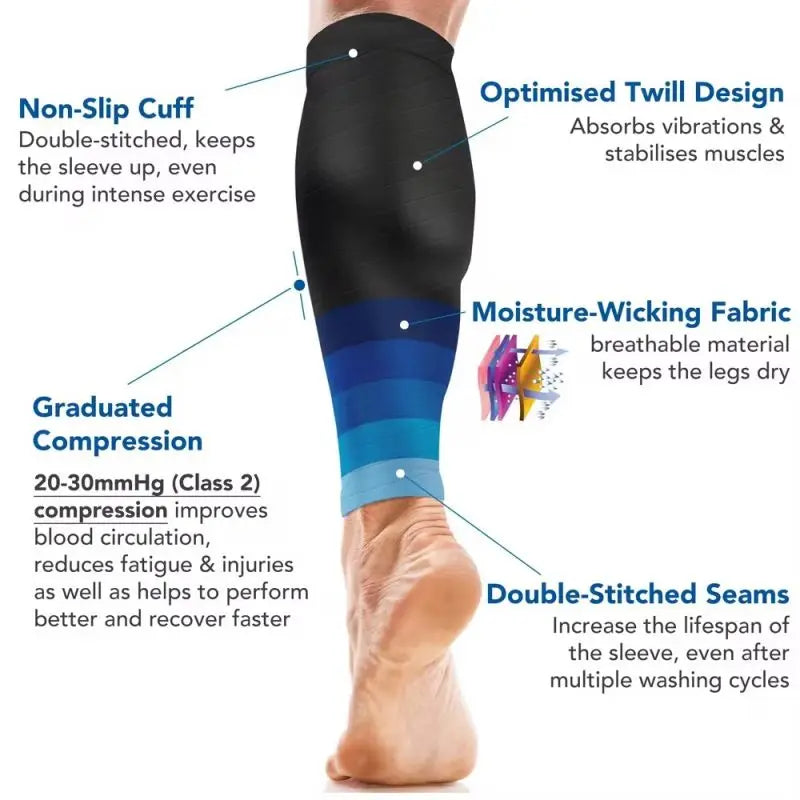 1 par de mangas de compresión para pantorrilla, calcetines de compresión para pierna para correr, férula para espinilleras, para hombres y mujeres, 20-30mmHg