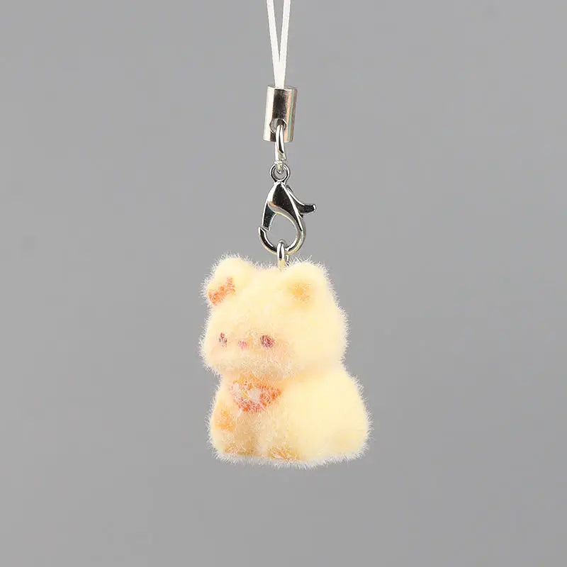 Lindo colgante de perro de resina de peluche 3D, Mini muñeca, colgante para teléfono móvil, decoración de llaves DIY, pequeño adorno artesanal