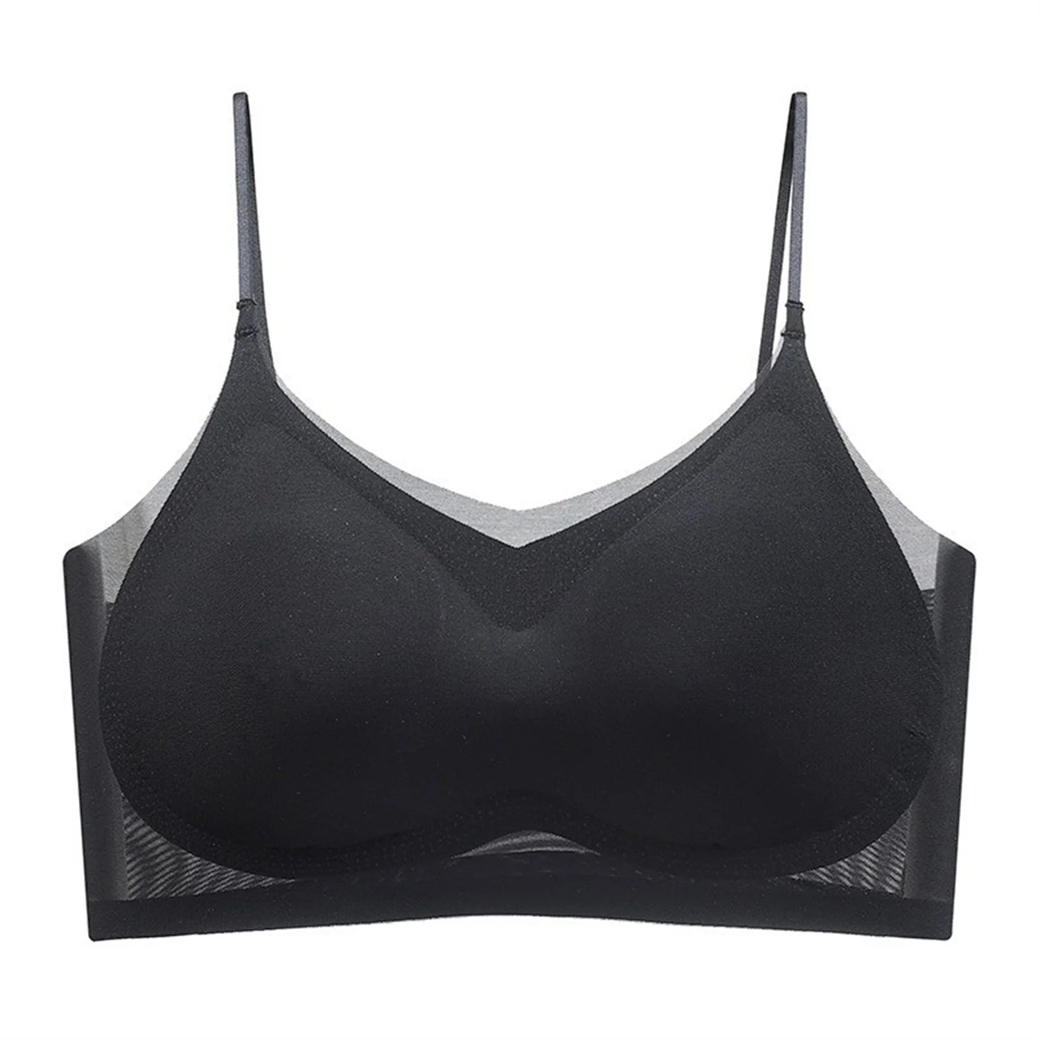Sujetador superior de seda de hielo transpirable ultrafino para mujer, chaleco Halter con espalda sin costuras, sujetador envolvente, pecho pequeño juntos